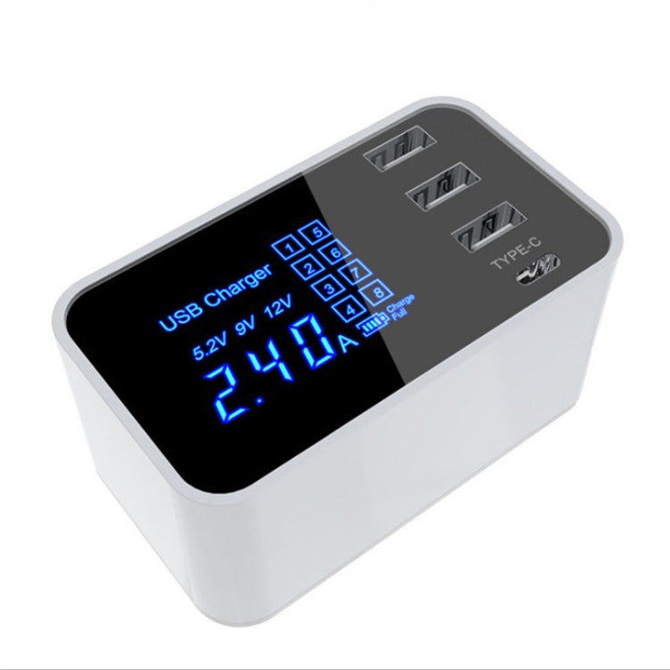 CDA30 20W 3 USB-Anschlüsse + USB-C / Type-C Anschlüsse Multifunktionsladegerät mit LED-Anzeige, UK-Stecker, UK-Stecker