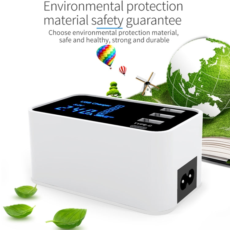 CDA30 20W 3 USB-Anschlüsse + USB-C / Type-C Anschlüsse Multifunktionsladegerät mit LED-Anzeige, US-Stecker, US-Stecker