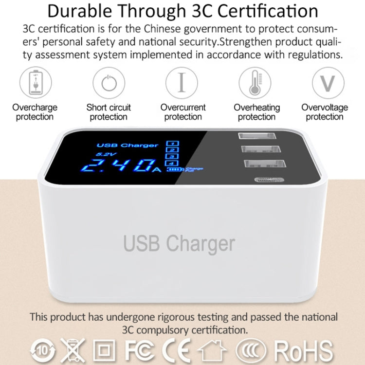 CDA30 20W 3 USB-Anschlüsse + USB-C / Type-C Anschlüsse Multifunktionsladegerät mit LED-Anzeige, US-Stecker, US-Stecker