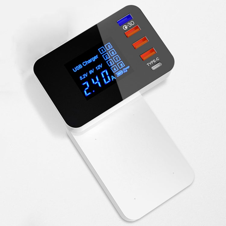 CDA33Q 40W QC 3.0 USB + 3 USB-Anschlüsse + USB-C / Type-C Anschlüsse Multifunktionsladegerät mit LED-Anzeige, EU-Stecker, EU-Stecker