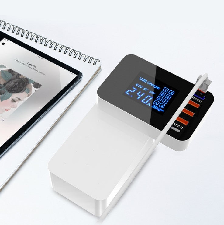 CDA33Q 40W QC 3.0 USB + 3 USB-Anschlüsse + USB-C / Type-C Anschlüsse Multifunktionsladegerät mit LED-Anzeige, EU-Stecker, EU-Stecker