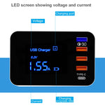 CDA33Q 40W QC 3.0 USB + 3 USB-Anschlüsse + USB-C / Type-C Anschlüsse Multifunktionsladegerät mit LED-Anzeige, UK-Stecker, UK-Stecker