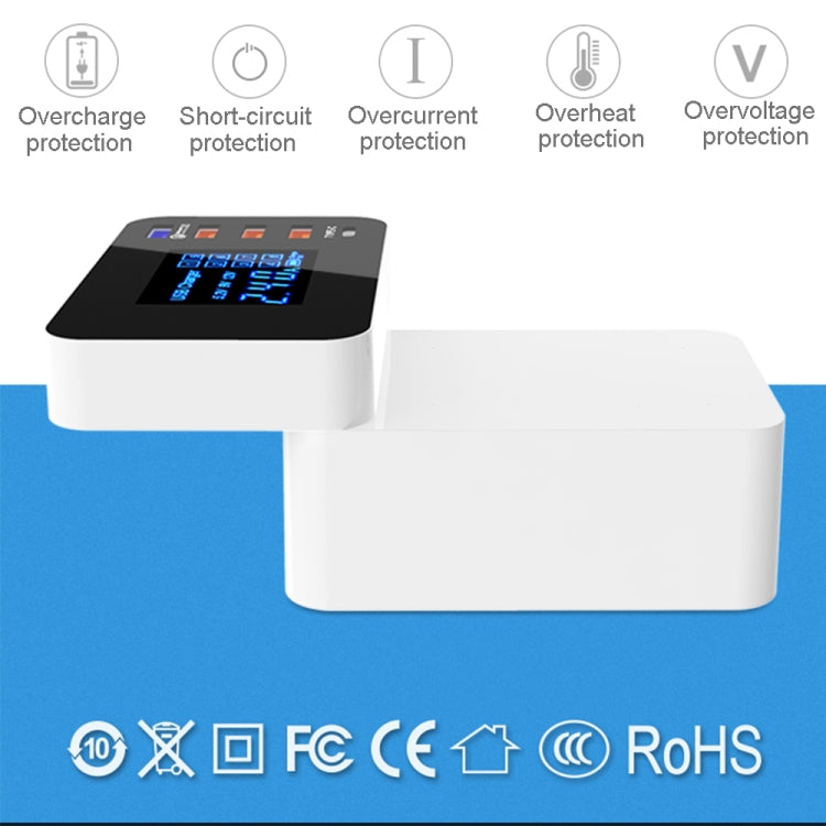 CDA33Q 40W QC 3.0 USB + 3 USB-Anschlüsse + USB-C / Type-C Anschlüsse Multifunktionsladegerät mit LED-Anzeige, UK-Stecker, UK-Stecker