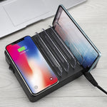 50W 6 USB-Anschlüsse + 2 USB-C / Type-C Anschlüsse + Kabelloses Laden Multifunktionsladegerät mit LED-Anzeige & abnehmbarem Rahmen, US-Stecker, US-Stecker