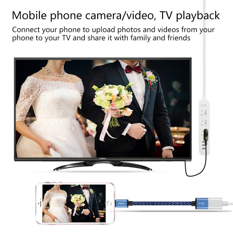Onten 7562 USB-Weiblich-auf-HDMI Telefon-zu-HDTV Adapterkabel für iPhone / Android