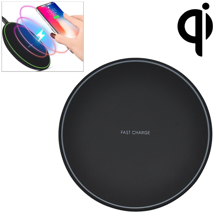 KD-1 Ultradünnes 10W Schnelllade-Wireless-Ladegerät für Android-Telefone & iPhone, Schnelles Laden, Schwarz