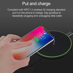 KD-1 Ultradünnes 10W Schnelllade-Wireless-Ladegerät für Android-Telefone & iPhone, Schnelles Laden, Schwarz