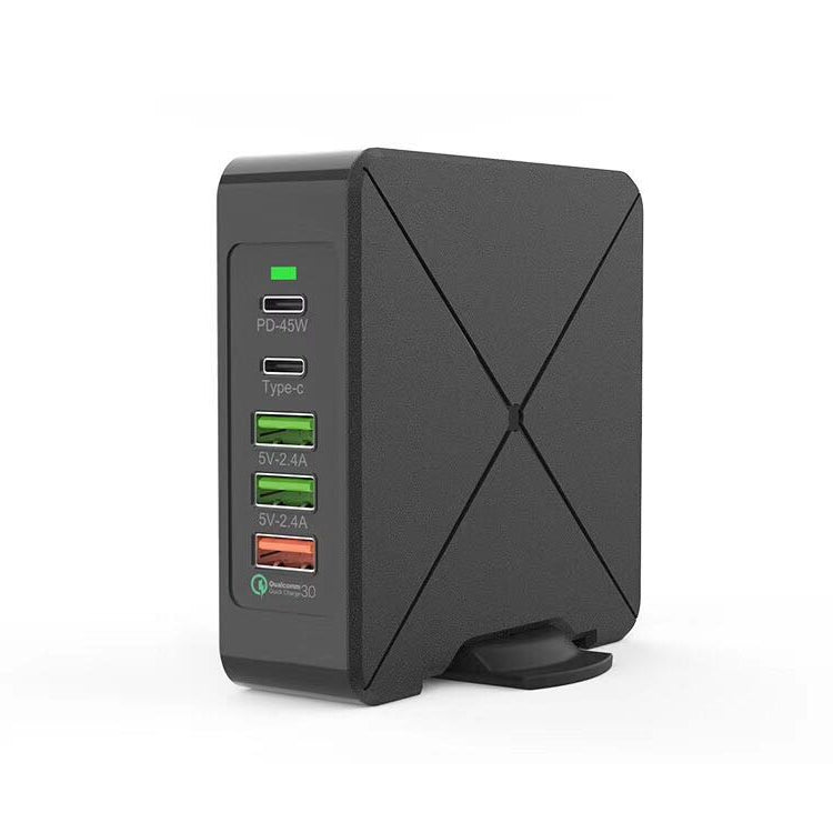 F88 3 x USB + 2 x USB-C / Typ-C Anschlüsse QC3.0 Desktop-Ladegerät, F88