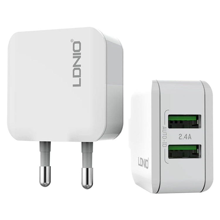 LDNIO A2201 2.4A Dual-USB-Ladeadapter Reise-Direktlade-Handy-Adapter-Ladegerät mit Typ-C-Datenkabel, Typ-C
