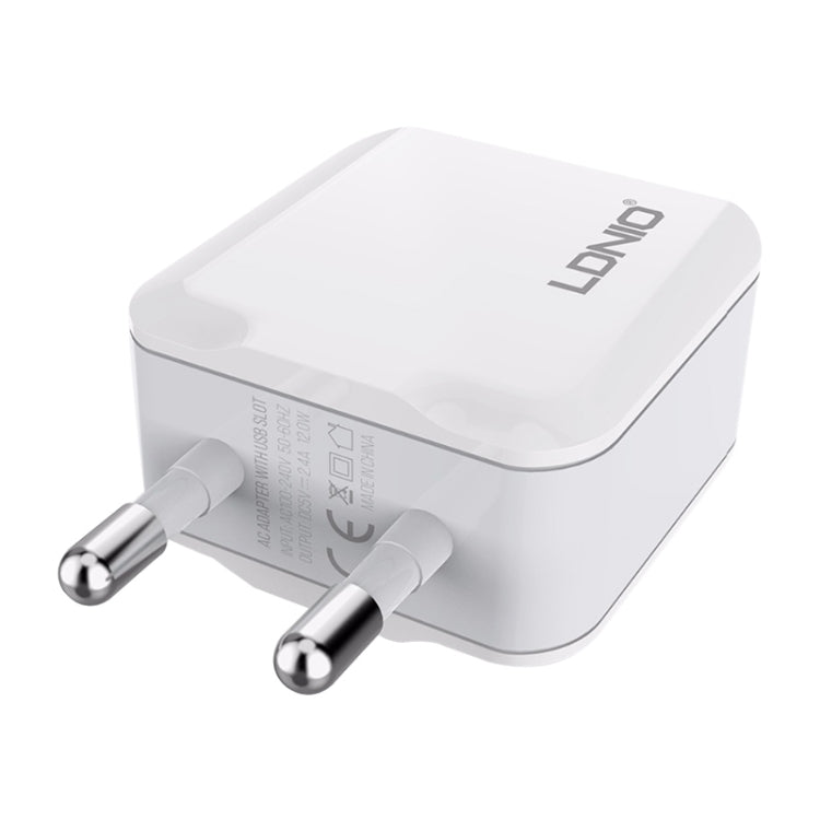 LDNIO A2201 2.4A Dual-USB-Ladeadapter Reise-Direktlade-Handy-Adapter-Ladegerät mit Typ-C-Datenkabel, Typ-C