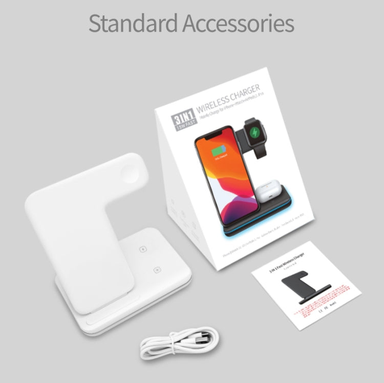 Z5A QI Vertikales magnetisches kabelloses Ladegerät für Mobiltelefone & Apple Watches & AirPods / Samsung Galaxy Buds / Huawei Free Buds, mit Touch-Ringlicht, Z5A