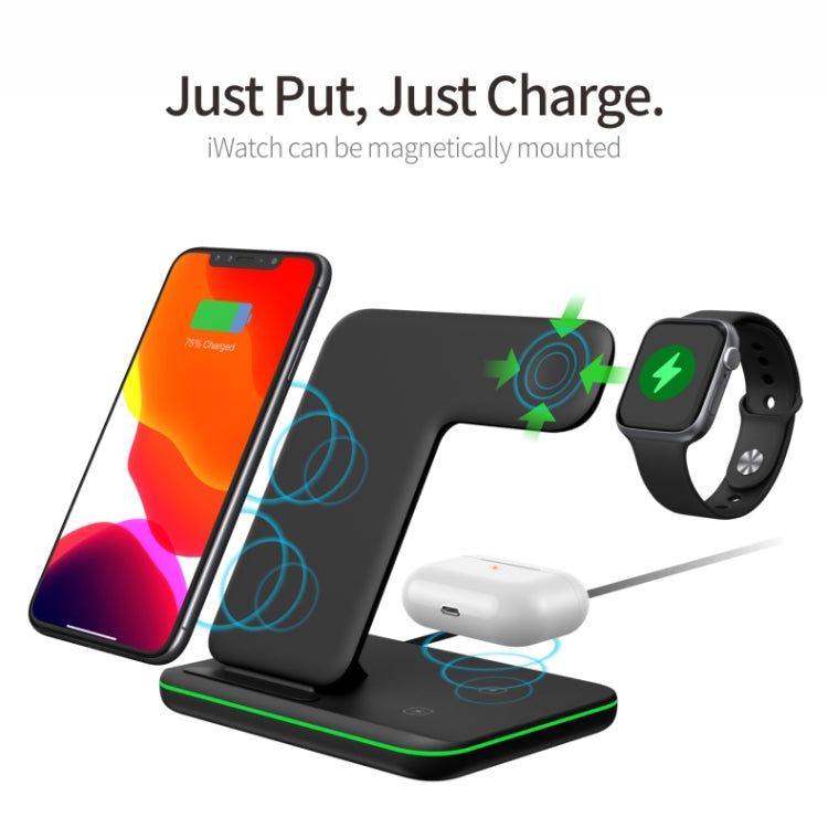 Z5A QI Vertikales magnetisches kabelloses Ladegerät für Mobiltelefone & Apple Watches & AirPods / Samsung Galaxy Buds / Huawei Free Buds, mit Touch-Ringlicht, Z5A