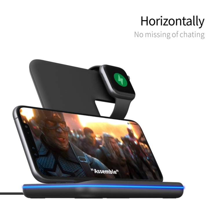 Z5A QI Vertikales magnetisches kabelloses Ladegerät für Mobiltelefone & Apple Watches & AirPods / Samsung Galaxy Buds / Huawei Free Buds, mit Touch-Ringlicht, Z5A