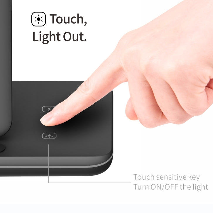 Z5A QI Vertikales magnetisches kabelloses Ladegerät für Mobiltelefone & Apple Watches & AirPods / Samsung Galaxy Buds / Huawei Free Buds, mit Touch-Ringlicht, Z5A