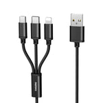 REMAX RC-131TH 1m 2.8A 3 in 1 USB zu 8 Pin & USB-C / Typ-C & Micro USB Ladekabel