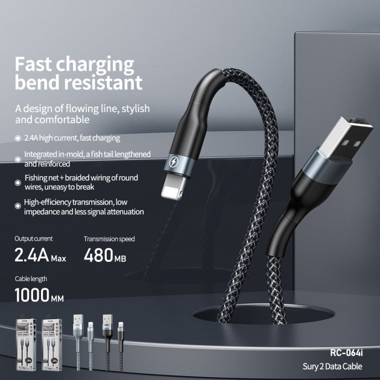REMAX RC-064i Sury 2 Serie 1m 2.4A USB zu 8 Pin Datenkabel für iPhone, iPad, 8 Pin