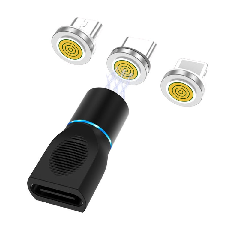 4-in-1 3A 8-Pin- & USB-C-/Typ-C- & Micro-USB-Magnetladekopf aus Zinklegierung + USB-C-/Typ-C-Magnetladeadapter-Set, USB-C/Typ-C