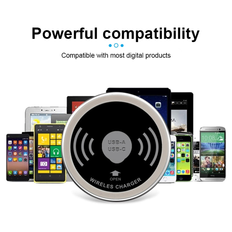 KP-ZMC Embedded-Schreibtisch-Wireless-Ladegerät mit PD+USB-Schnittstelle Kabellänge: 1,2 m