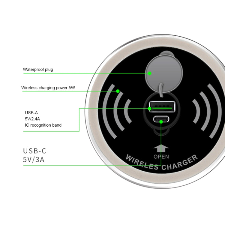 KP-ZMC Embedded-Schreibtisch-Wireless-Ladegerät mit PD+USB-Schnittstelle Kabellänge: 1,2 m