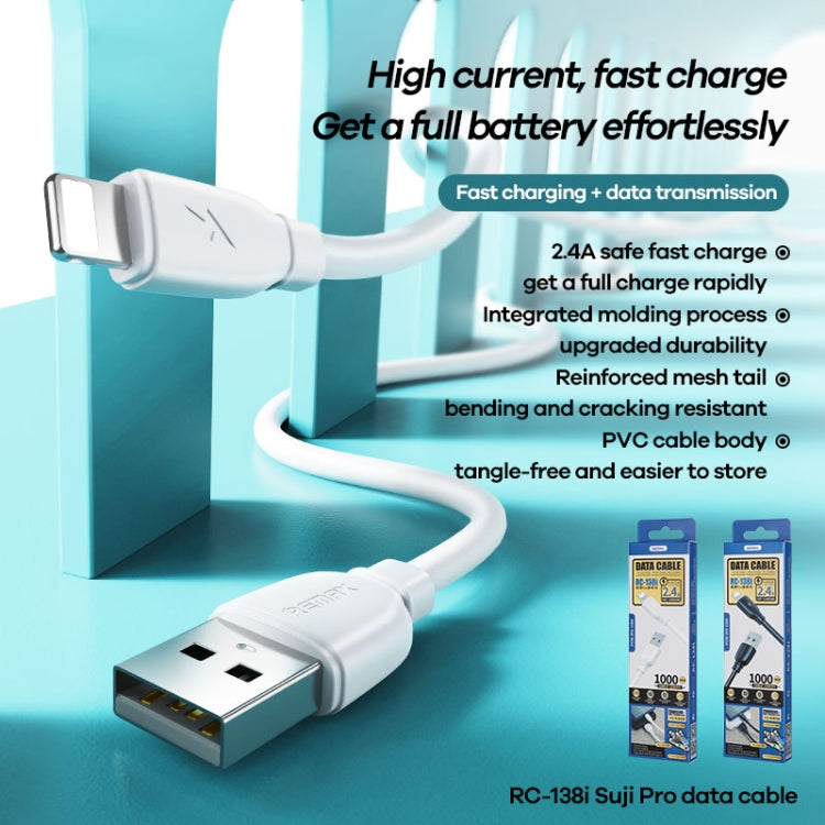 REMAX RC-138i 2.4A USB-auf-8-Pin Suji Pro Schnelllade-Datenkabel, Kabellänge: 1m, 8 Pin