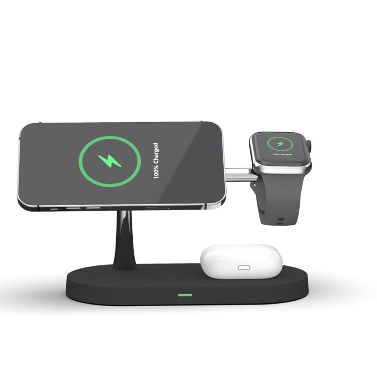 T268 5-in-1 15W Multifunktionale magnetische kabellose Ladestation für iPhone 12 Serie & Apple Watchs & AirPods 1 / 2 / Pro, mit LED-Licht
