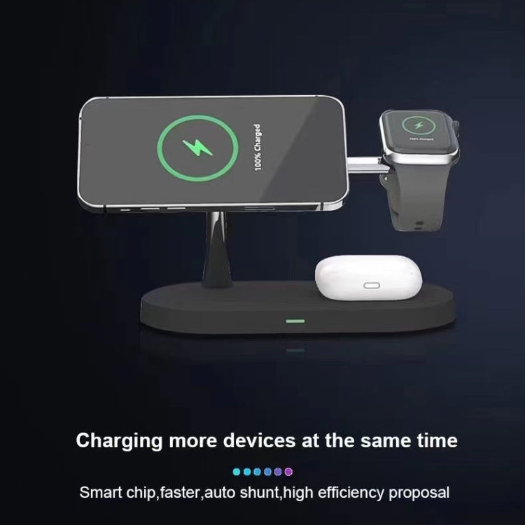 T268 5-in-1 15W Multifunktionale magnetische kabellose Ladestation für iPhone 12 Serie & Apple Watchs & AirPods 1 / 2 / Pro, mit LED-Licht