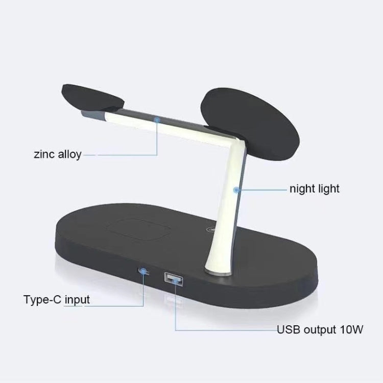 T268 5-in-1 15W Multifunktionale magnetische kabellose Ladestation für iPhone 12 Serie & Apple Watchs & AirPods 1 / 2 / Pro, mit LED-Licht
