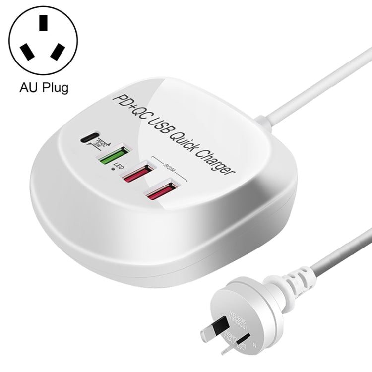 WLX-T3P 4-in-1 PD + QC Multifunktionales Smart Schnelllade USB-Ladegerät, WLX-T3P AU Stecker, WLX-T3P EU Stecker, WLX-T3P UK Stecker, WLX-T3P US Stecker