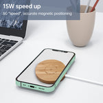 JYD01 15W Magsafe Runde magnetische kabellose Ladestation aus Bambusholz
