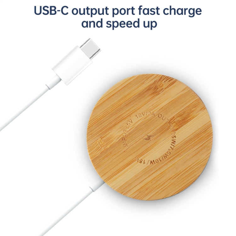 JYD01 15W Magsafe Runde magnetische kabellose Ladestation aus Bambusholz