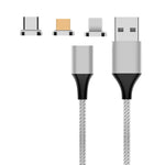 M11 3-in-1 5A USB auf 8 Pin + Micro USB + USB-C / Typ-C Nylon geflochtenes magnetisches Datenkabel, Kabellänge: 2m, 8 Pin + Micro USB + USB-C / Typ-C