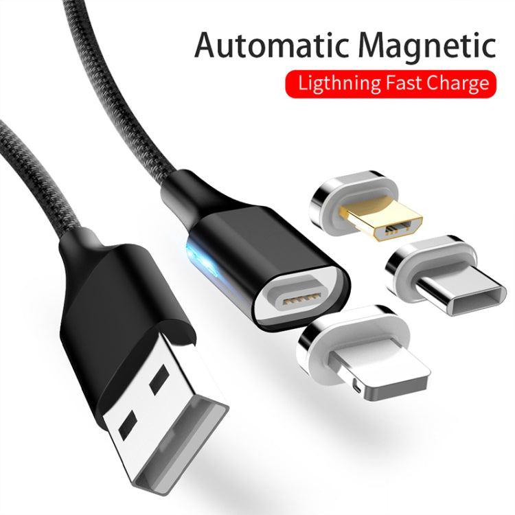 M11 3-in-1 5A USB auf 8 Pin + Micro USB + USB-C / Typ-C Nylon geflochtenes magnetisches Datenkabel, Kabellänge: 2m, 8 Pin + Micro USB + USB-C / Typ-C