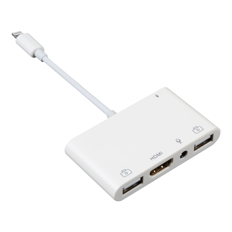 4-in-1 8-Pin auf Dual USB + 3,5mm AUX + HDMI OTG Audio Digital AV Adapter