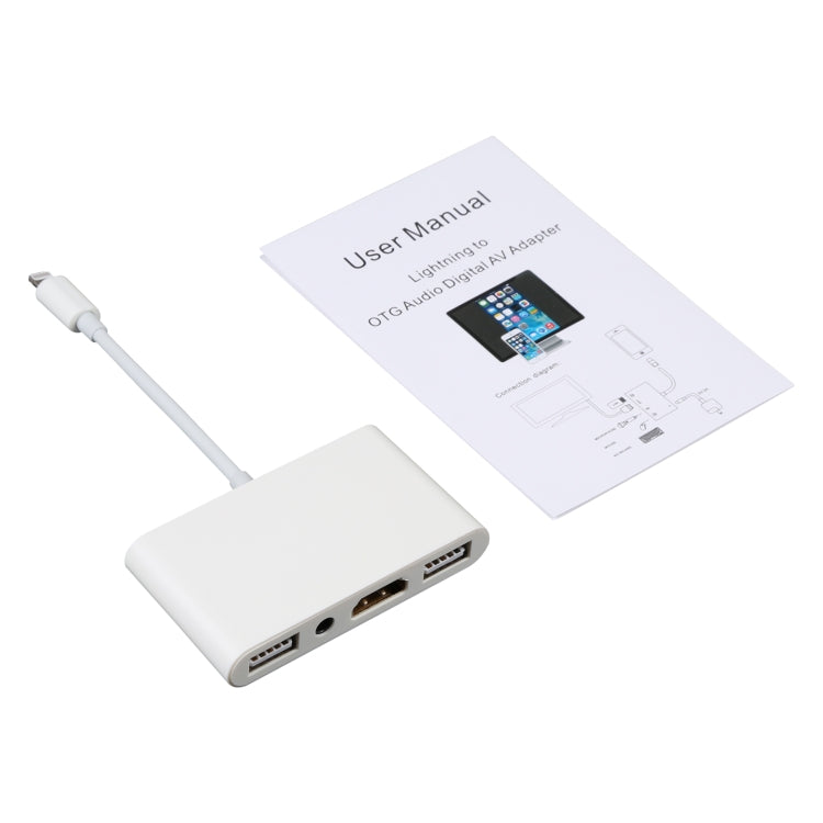 4-in-1 8-Pin auf Dual USB + 3,5mm AUX + HDMI OTG Audio Digital AV Adapter