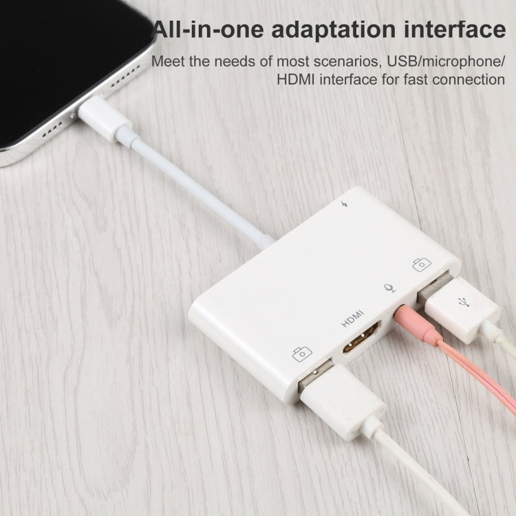 4-in-1 8-Pin auf Dual USB + 3,5mm AUX + HDMI OTG Audio Digital AV Adapter