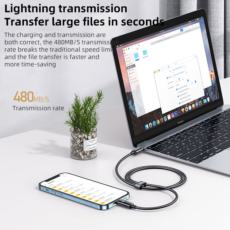REMAX RC-128i 20W Typ-C / USB-C auf 8 Pin Intelligentes Digitalanzeige Zinklegierung Geflochtenes Lade-Datenkabel, Länge: 1,2m