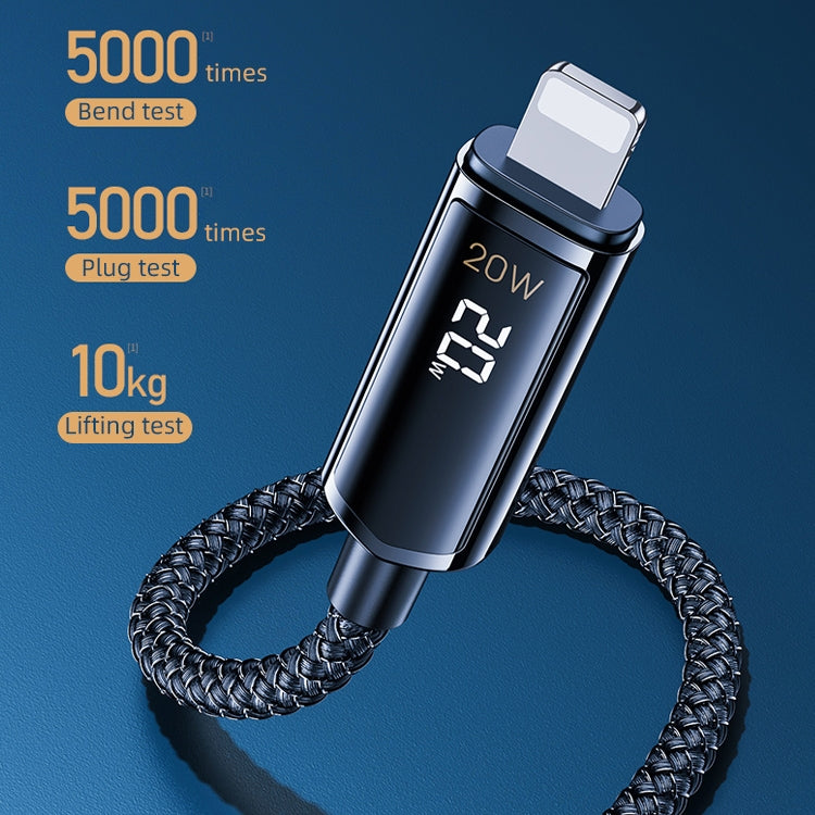 REMAX RC-128i 20W Typ-C / USB-C auf 8 Pin Intelligentes Digitalanzeige Zinklegierung Geflochtenes Lade-Datenkabel, Länge: 1,2m