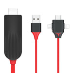 MiraScreen L7-8 3-in-1 8-Pin + Micro-USB + USB-C / Typ-C auf HDMI Videokonverterkabel, Kabellänge: 2m, 3-in-1 HDMI