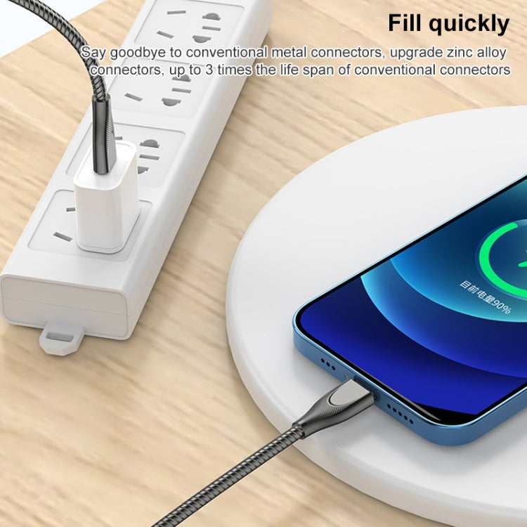 ADC-009 USB-C / Typ-C auf 8-Pin Zinklegierungsschlauch Schnelllade-Datenkabel, Kabellänge: 1m, USB-C / Typ-C auf 8-Pin
