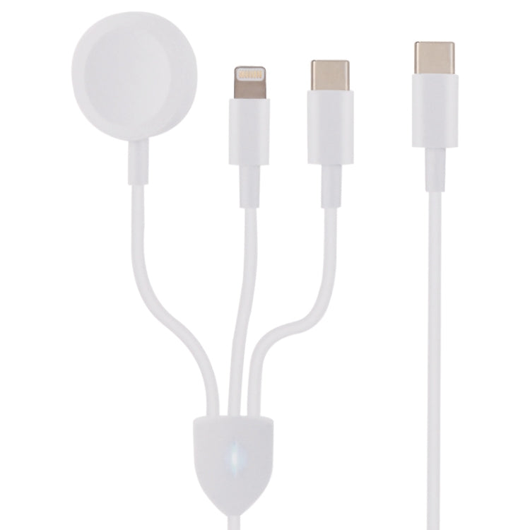 3 in 1 USB-C / Type-C zu 8 Pin + USB-C / Type-C + Magnetisches kabelloses Uhrenladegerät Datenkabel, Kabellänge: 1,2m, 3 in 1