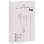 3 in 1 USB-C / Type-C zu 8 Pin + USB-C / Type-C + Magnetisches kabelloses Uhrenladegerät Datenkabel, Kabellänge: 1,2m, 3 in 1