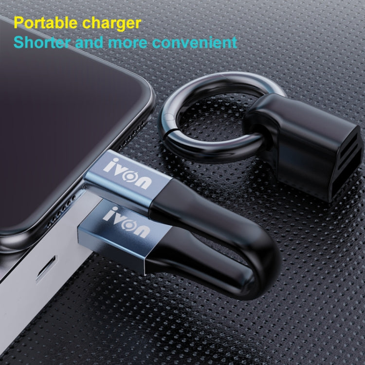 IVON CA90 2,4A USB zu 8 Pin Tragbares Datenkabel mit Ring, Länge: 14,5cm, 8 Pin