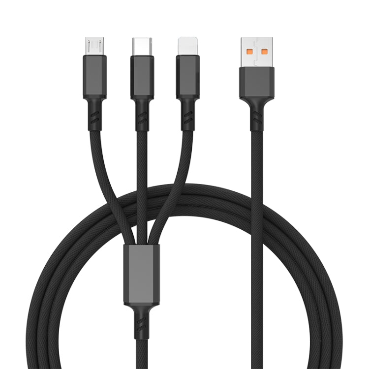 Geflochtenes 3A 3 in 1 USB zu Type-C / 8 Pin / Micro USB Schnellladekabel, Kabellänge: 1,2m, Weißer Stecker (Schwarz), Weißer Stecker mit Hilfe (Blau), Weißer Stecker (Rot)