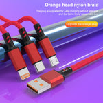 Braided 3A 3 in 1 USB to Type-C / 8 Pin / Micro USB Fast Charging Cable, Cable Length: 1.2m, White Plug (Black), White Plugaided (Blue), White Plug (Red)