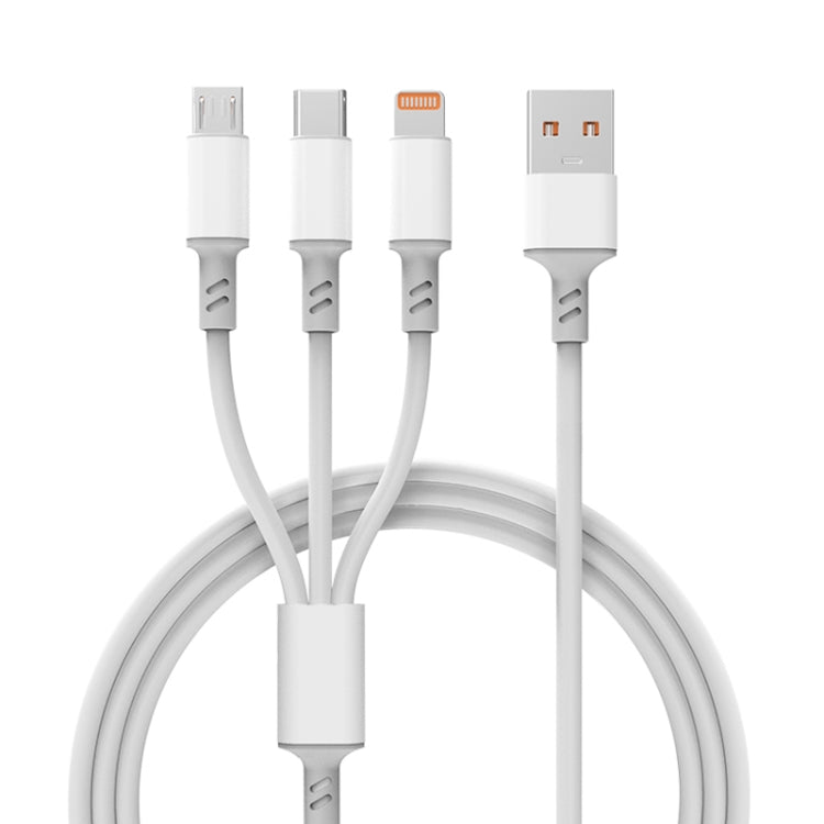 3A 3 in 1 USB zu Type-C / 8 Pin / Micro USB Schnellladekabel, Kabellänge: 1,2m, Weiß