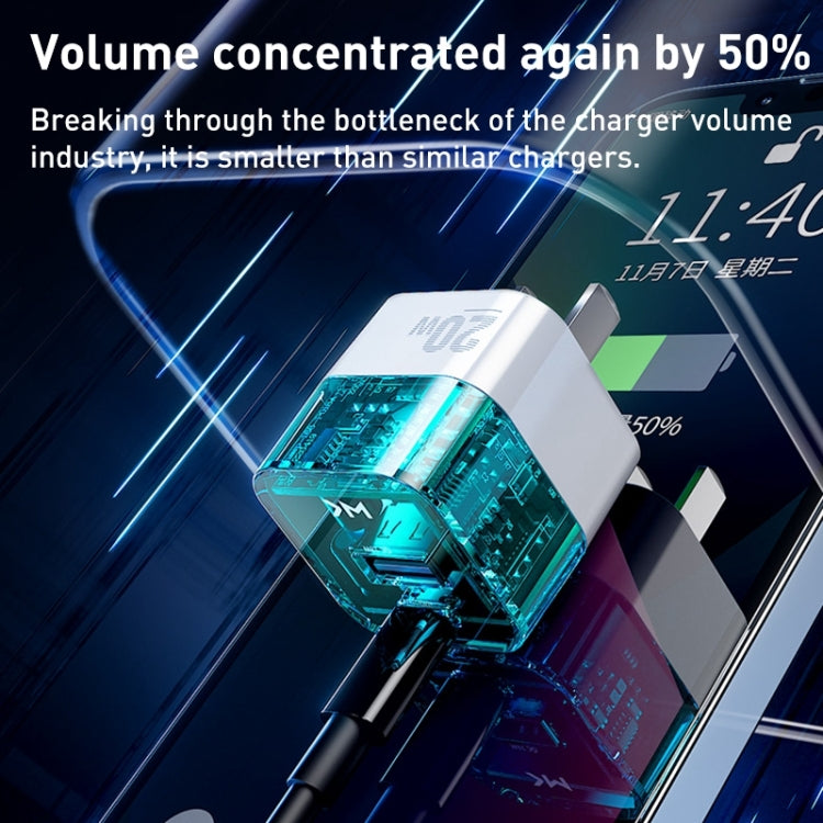 WK WP-U149 20W USB+USB-C/Type-C Dual Port Transparentes Ladegerät, Spezifikationen: US-Stecker
