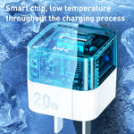 WK WP-U149 20W USB+USB-C/Type-C Dual Port Transparentes Ladegerät, Spezifikationen: US-Stecker