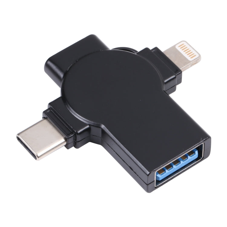 X09 4-in-1 USB auf Dual 8 Pin+USB-C/Type-C Schnittstelle OTG-Adapter, 4 in 1