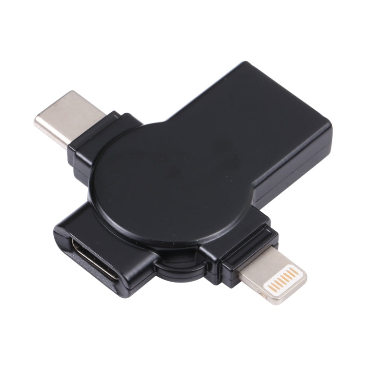 X09 4-in-1 USB auf Dual 8 Pin+USB-C/Type-C Schnittstelle OTG-Adapter, 4 in 1
