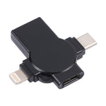 X09 4-in-1 USB auf Dual 8 Pin+USB-C/Type-C Schnittstelle OTG-Adapter, 4 in 1